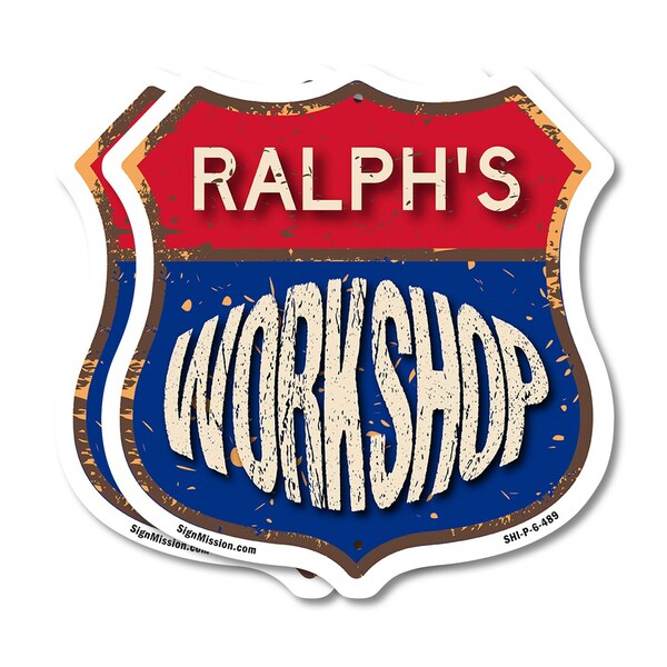 Signmission Ralph's Workshop, 6 inch X 6 inch, Plastic Sign, 2PK - SHI-P-2PACK-6-489-RALPH