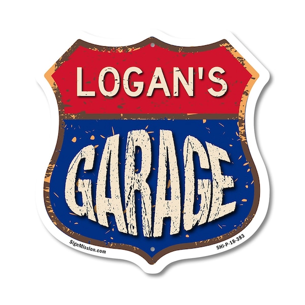 Signmission Logan's Garage, 18 Inch X 18 Inch, Plastic Sign - SHI-P-18-383-LOGAN