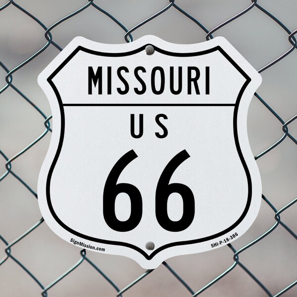 Signmission Missouri Route Marker Shield Sign Us 66, 12 inch X 12 inch, Aluminum Metal Sign, 5PK - SHI-A-5PACK-12-386