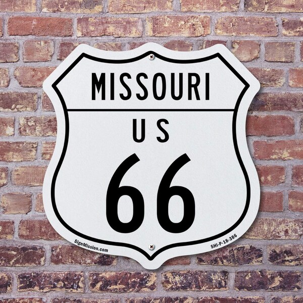 Signmission Missouri Route Marker Shield Sign Us 66, 12 inch X 12 inch, Aluminum Metal Sign, 5PK - SHI-A-5PACK-12-386
