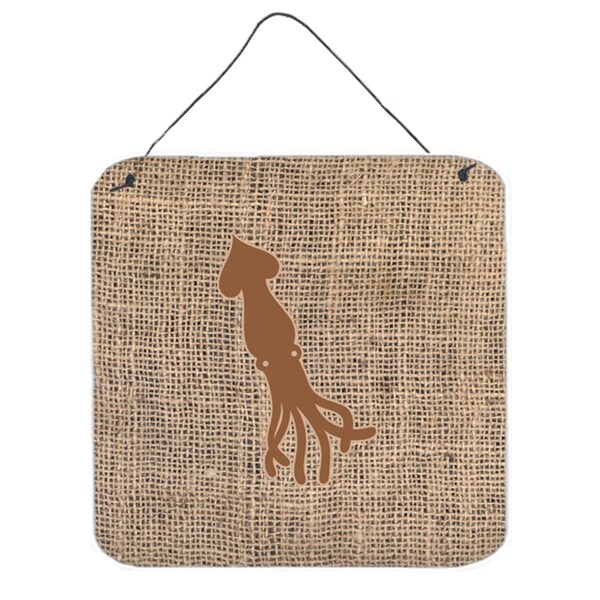 Micasa Squid Burlap And Brown Aluminium Metal Wall Or Door Hanging Prints - MI234553