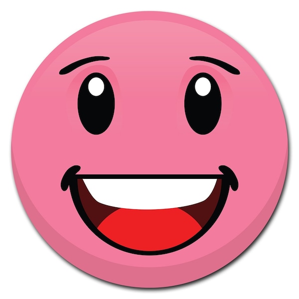 Signmission Emoji Pink Smiling Circle Vinyl Laminated Decal - D-12-CIR-EMOJI PINK SMILING