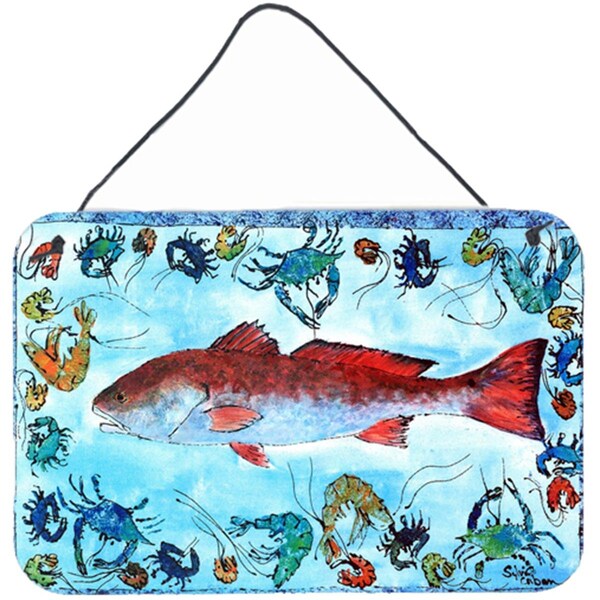 Carolines Treasures Fish Red Fish Indoor Aluminium Metal Wall Or Door Hanging Prints - 8087DS812