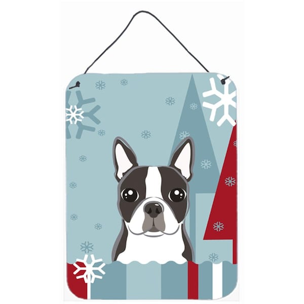 Carolines Treasures Winter Holiday Boston Terrier Wall and Door Hanging Prints - BB1699DS1216