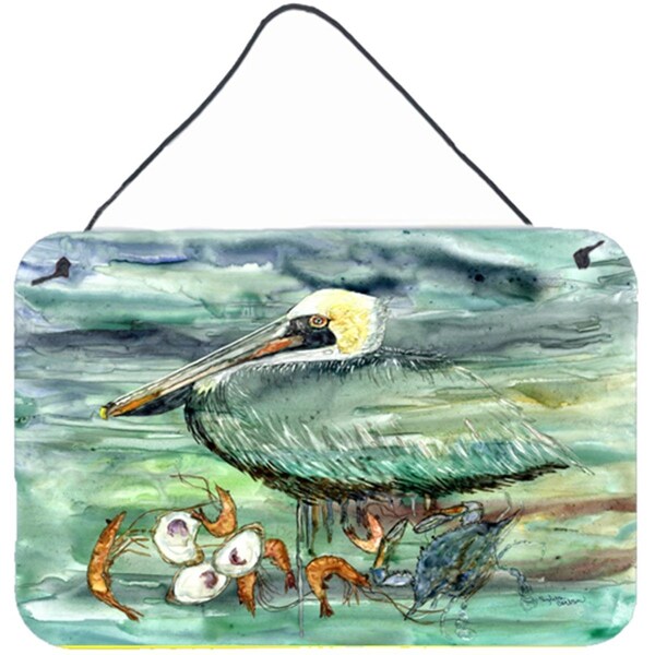 Carolines Treasures Watery Pelican- Shrimp- Crab and Oysters Wall or Door Hanging Prints - 8978DS812