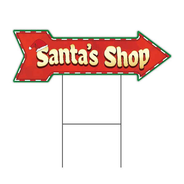 Signmission Santas Shop Arrow Yard Sign Funny Home Decor 30in Wide - C-ARROW10-999622
