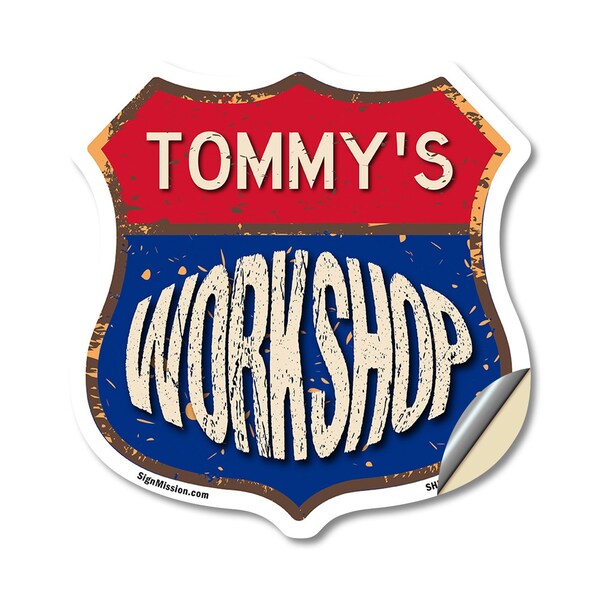 Signmission Tommy's Workshop, 18 Inch X 18 Inch, Vinyl Decal - SHI-D-18-489-TOMMY