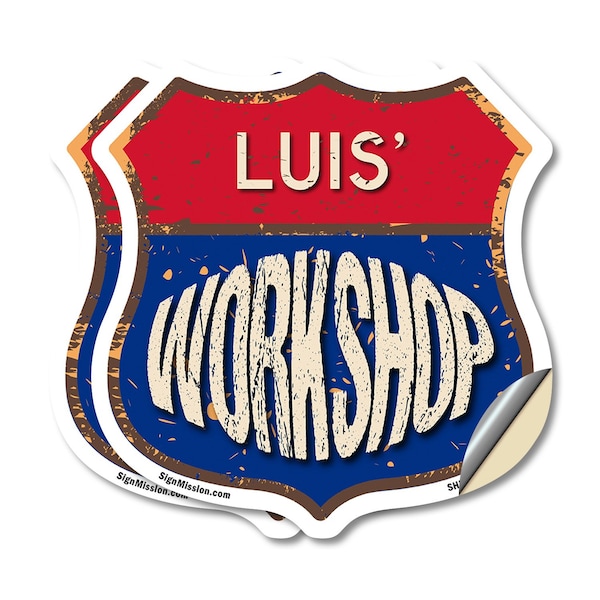 Signmission Luis's Workshop, 18 inch X 18 inch, Vinyl Decal, 2PK - SHI-D-2PACK-18-489-LUIS
