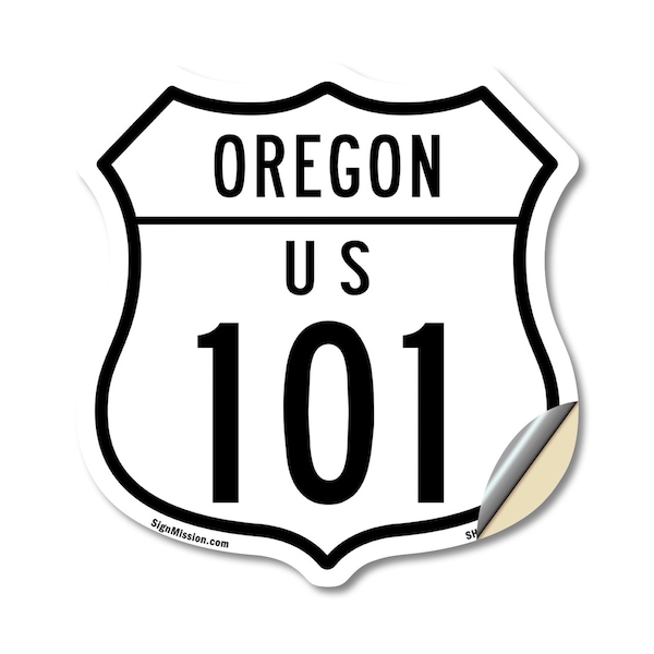 Signmission Oregon Route Marker Shield Sign Us 101, 12 Inch X 12 Inch, Vinyl Decal - SHI-D-12-427
