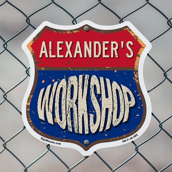 Signmission Alexander's Workshop, 18 inch X 18 inch, Plastic Sign, 2PK - SHI-P-2PACK-18-489-ALEXANDER