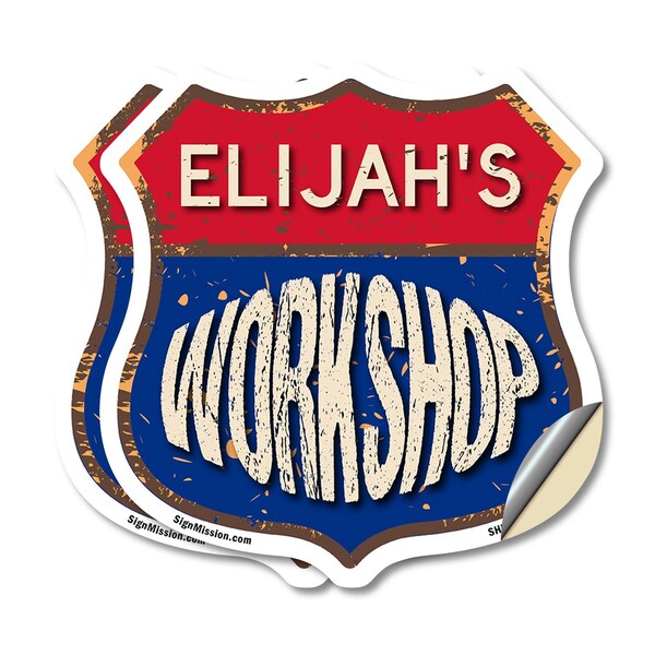 Signmission Elijah's Workshop, 12 inch X 12 inch, Vinyl Decal, 2PK - SHI-D-2PACK-12-489-ELIJAH