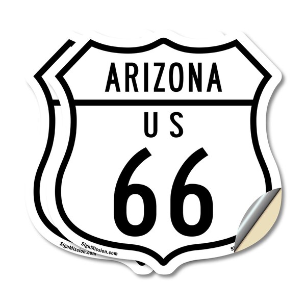 Signmission Arizona Route Marker Shield Sign Us 66, 4 inch X 4 inch, Vinyl Decal, 2PK - SHI-D-2PACK-4-360