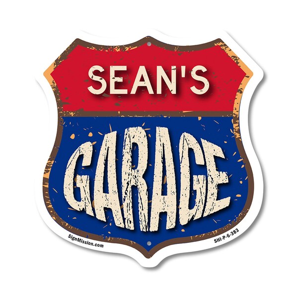 Signmission Sean's Garage, 6 Inch X 6 Inch, Plastic Sign - SHI-P-6-383-SEAN