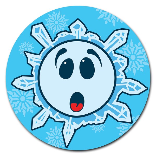 Signmission Snowflake Surprised Circle Vinyl Laminated Decal - D-16-CIR-SNOWFLAKE SURPRISED