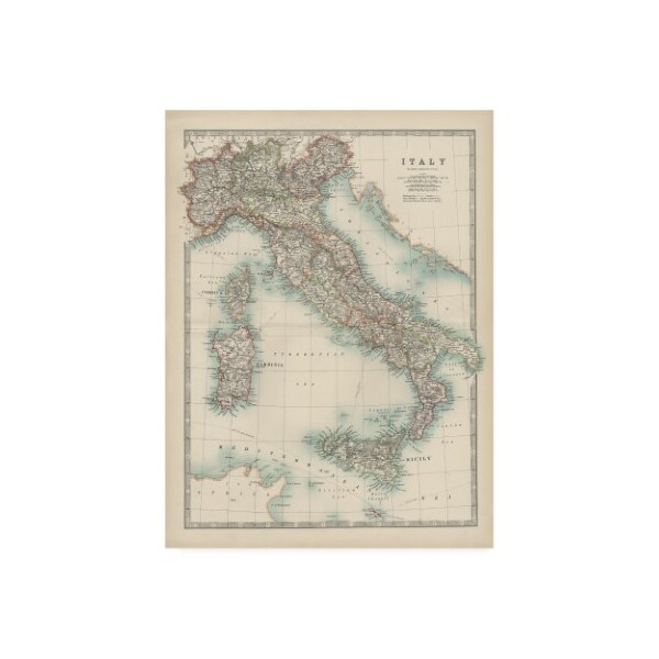 Trademark Fine Art Johnston 'Johnstons Map of Italy' Canvas Art, 14x19 - WAG14998-C1419GG