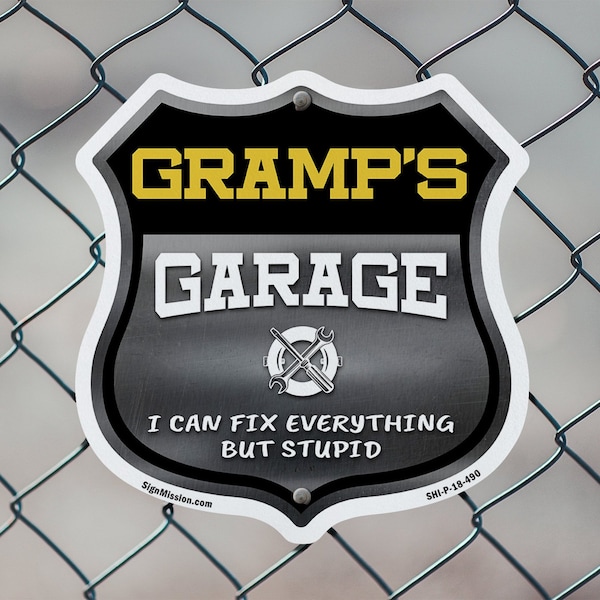 Signmission Gramp's Garage I Can Fix Everything But Stupid, 18 inch X 18 inch, Plastic Sign, 2PK - SHI-P-2PACK-18-490-GRAMP