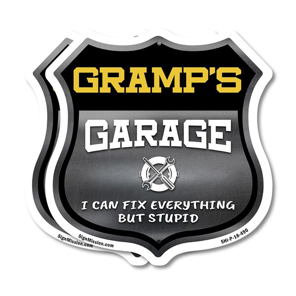 Signmission Gramp's Garage I Can Fix Everything But Stupid, 18 inch X 18 inch, Plastic Sign, 2PK - SHI-P-2PACK-18-490-GRAMP