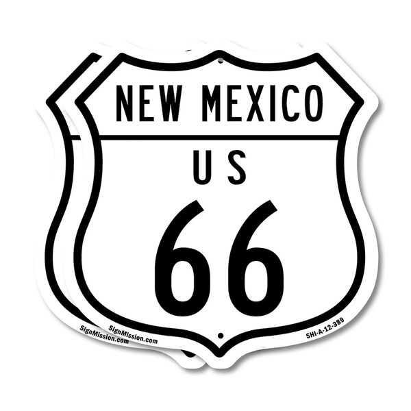 Signmission New Mexico Route Marker Shield Sign Us 6, 12 inch X 12 inch, Aluminum Metal Sign, 2PK - SHI-A-2PACK-12-389