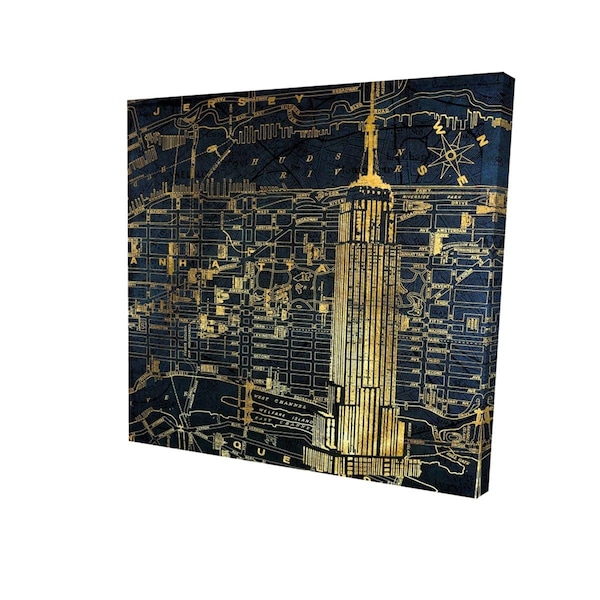 Fondo 16 x 16 in. Gold City Blue Print-Print on Canvas - FO3330187