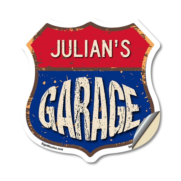 Signmission Julian's Garage, 18 Inch X 18 Inch, Vinyl Decal - SHI-D-18-383-JULIAN