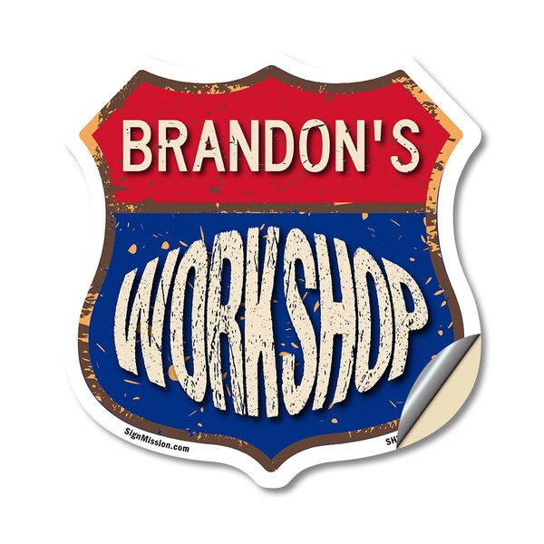 Signmission Brandon's Workshop, 12 Inch X 12 Inch, Vinyl Decal - SHI-D-12-489-BRANDON