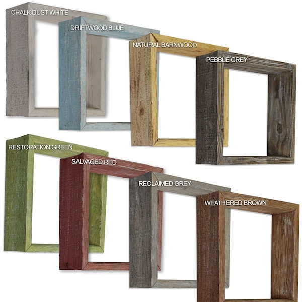 Ekena Millwork Set of 3, Square, Closed Back, Vintage Farmhouse Shadow Box Shelves, Barnwood Decor Collection - DECR15SBSQCBWH