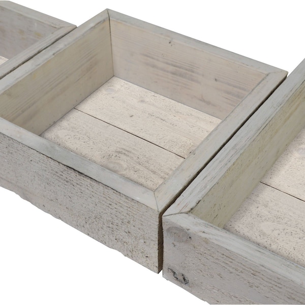 Ekena Millwork Set of 3, Square, Closed Back, Vintage Farmhouse Shadow Box Shelves, Barnwood Decor Collection - DECR15SBSQCBWH