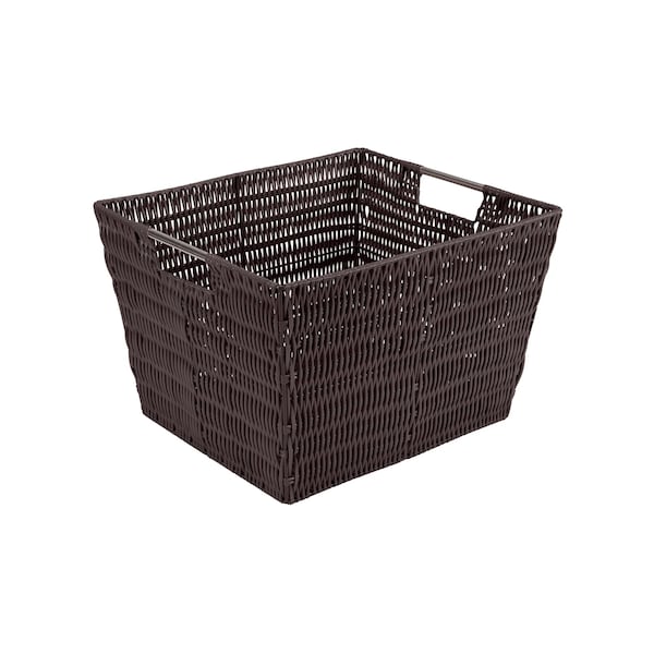 Simplify Large Rattan Storage Tote Basket in Chocolate - 25451-CHOCOLATE