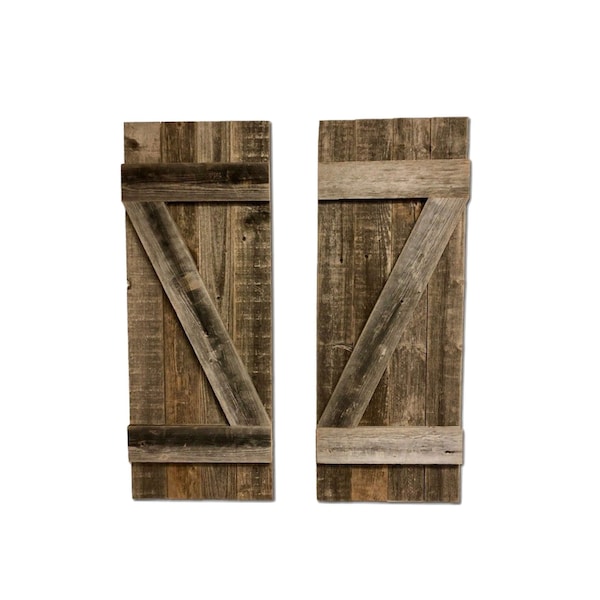 Barnwoodusa Rustic Farmhouse Reclaimed Country Style Decor Window Shutters (2 PK) - 759740312125