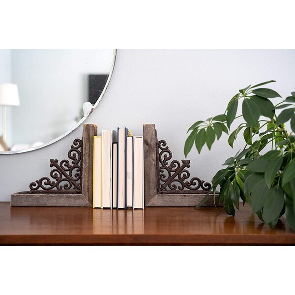Barnwoodusa Rustic Farmhouse Reclaimed Wooden Corbels with Metal Brackets (2 Pack) - 855490008872