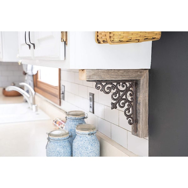 Barnwoodusa Rustic Farmhouse Reclaimed Wooden Corbels with Metal Brackets (2 Pack) - 855490008872