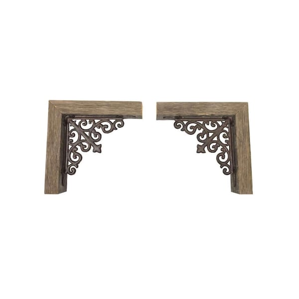 Barnwoodusa Rustic Farmhouse Reclaimed Wooden Corbels with Metal Brackets (2 Pack) - 855490008872