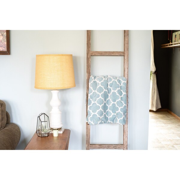 Barnwoodusa Rustic Farmhouse 6ft Reclaimed Wood Decorative Ladder (Weathered Gray) - 672713210375