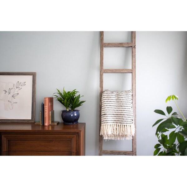 Barnwoodusa Rustic Farmhouse 6ft Reclaimed Wood Decorative Ladder (Weathered Gray) - 672713210375