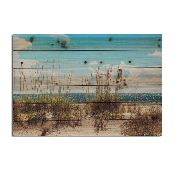Homeroots 26 in. Ocean Sand Dunes Wood Plank Wall Art, Multi Color - 401528