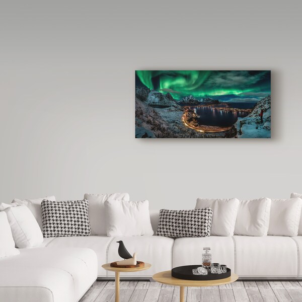 Trademark Fine Art Javier De La 'Chasing The Northern Lights' Canvas Art, 12x24 - 1X06046-C1224GG