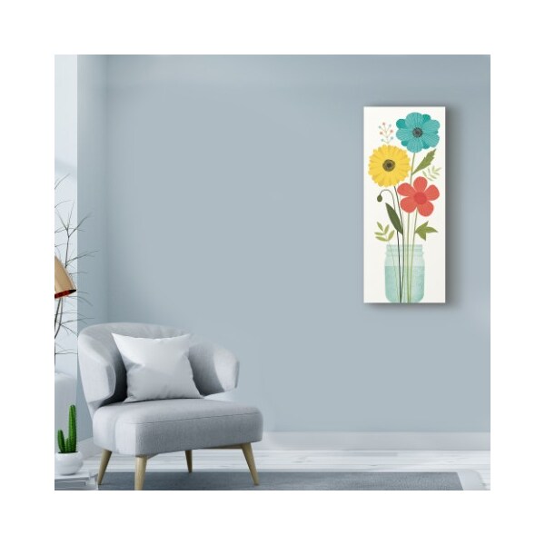 Trademark Fine Art Michael Mullan 'Seaside Bouquet V Mason Jar No Word' Canvas Art, 10x24 - WAP08699-C1024GG