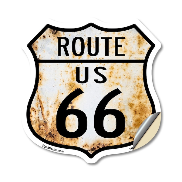 Signmission Route Us 66 Rustic, 12 Inch X 12 Inch, Vinyl Decal - SHI-D-12-485