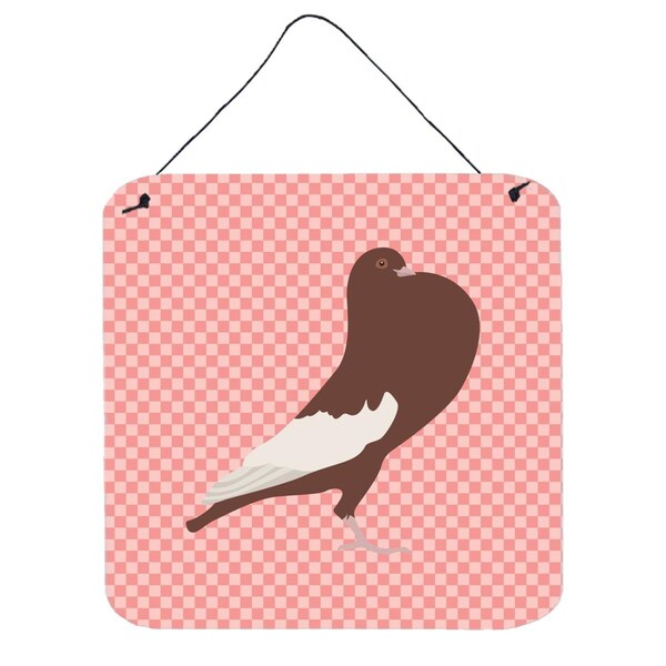 Micasa English Pouter Pigeon Pink Check Wall or Door Hanging Prints6 x 6 in. - MI225960