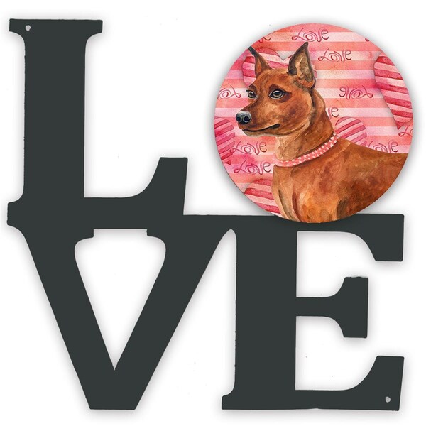 Carolines Treasures 11.5 x 11.75 in. Miniature Pinscher Love Metal Artwork Wall Decor - BB9743WALV