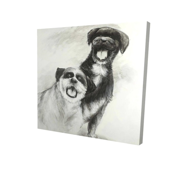 Fondo 16 x 16 in. Happy Dogs Sketch-Print on Canvas - FO2789353