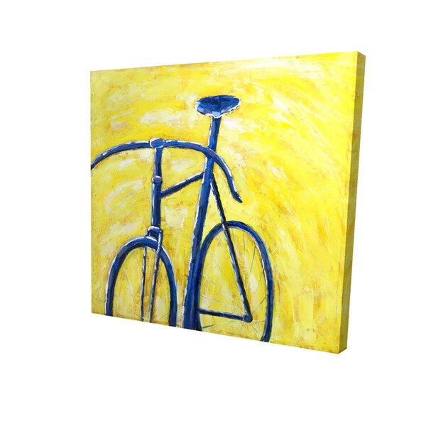 Begin Home Decor 16 x 16 in. Blue Bike on Yellow Background-Print on Canvas - 2080-1616-TR24