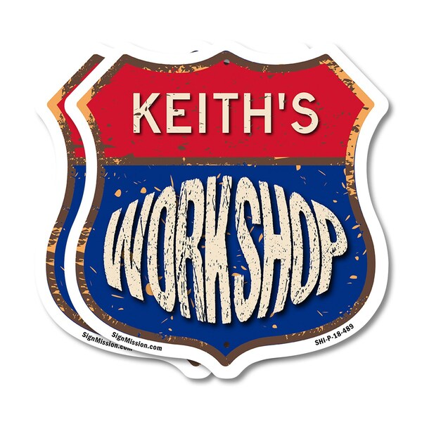 Signmission Keith's Workshop, 18 inch X 18 inch, Plastic Sign, 2PK - SHI-P-2PACK-18-489-KEITH