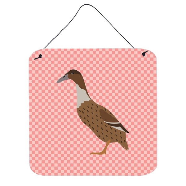 Micasa Dutch Hook Bill Duck Pink Check Wall or Door Hanging Prints6 x 6 in. - MI234163