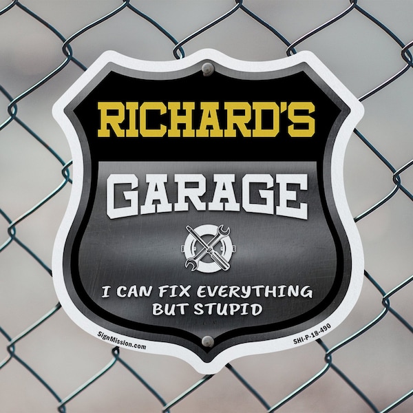 Signmission Richard's Garage I Can Fix Everything But Stupid, 12 inch X 12 inch, Aluminum Metal Sign, 2PK - SHI-A-2PACK-12-490-RICHARD