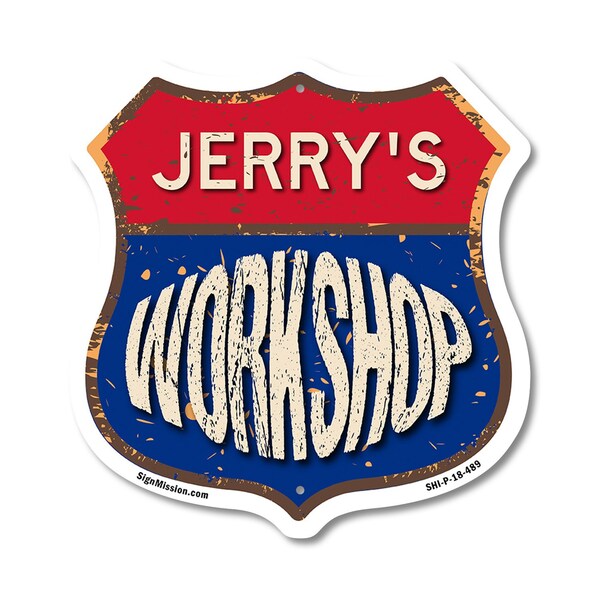 Signmission Jerry's Workshop, 18 Inch X 18 Inch, Plastic Sign - SHI-P-18-489-JERRY