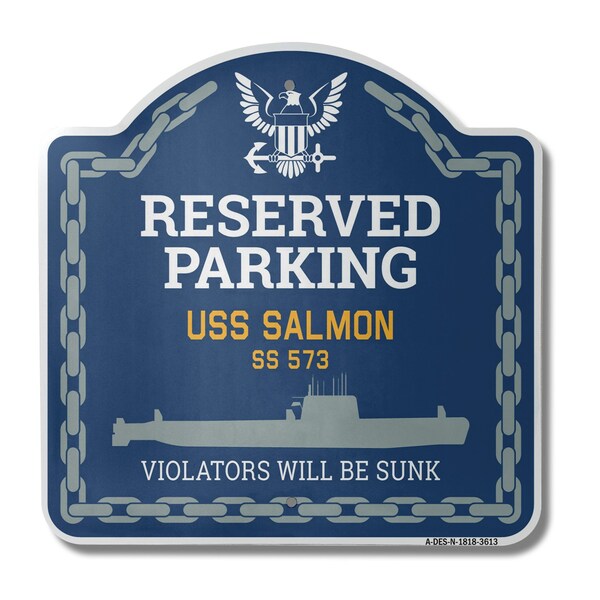Signmission USS SALMON SS 573, 18 Inch x 18 Inch, Heavy Gauge Aluminum - A-DES-N-1818-3613