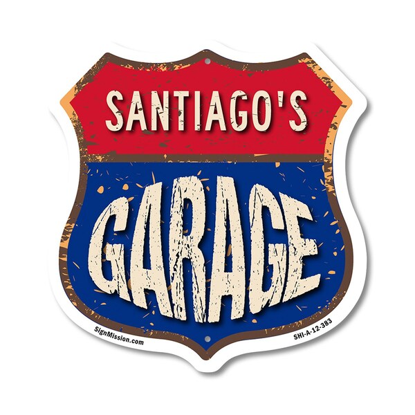 Signmission Santiago's Garage, 12 Inch X 12 Inch, Aluminum Metal Sign - SHI-A-12-383-SANTIAGO