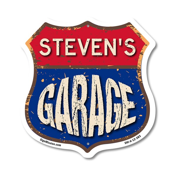 Signmission Steven's Garage, 12 Inch X 12 Inch, Aluminum Metal Sign - SHI-A-12-383-STEVEN