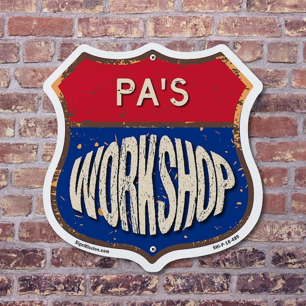 Signmission Pa's Workshop, 12 inch X 12 inch, Aluminum Metal Sign, 5PK - SHI-A-5PACK-12-489-PA